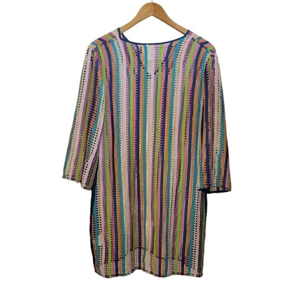 KAS New York Anthropologie Swimsuit Swim Cover Up Rainbow Color Loose Knit L - Picture 4 of 13